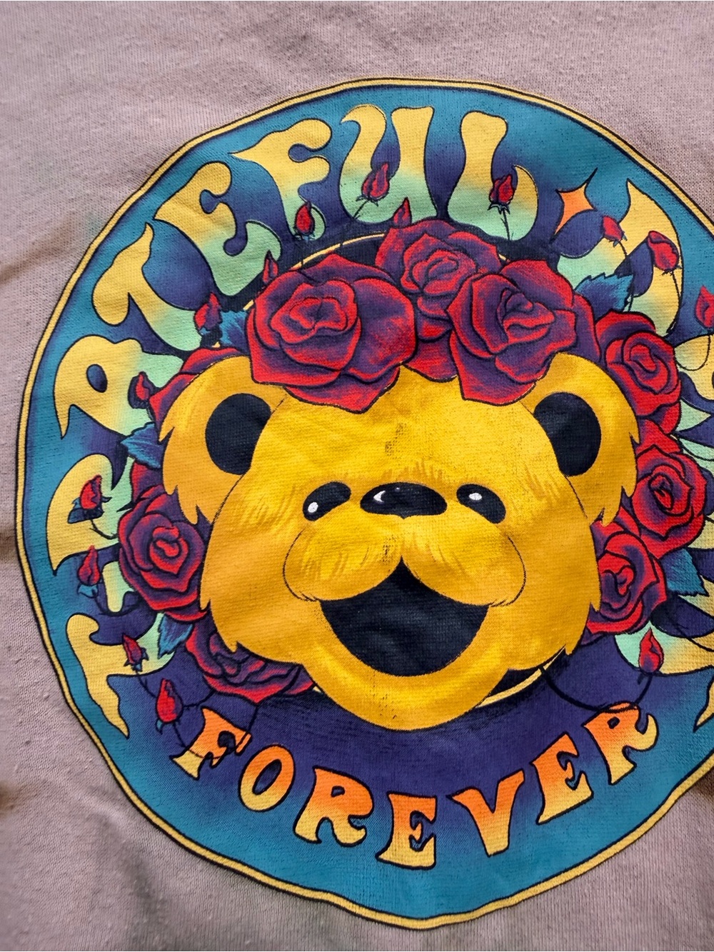 Tie-Dye 'Grateful Forever' Graphic Sweatshirt - Yellow Bear XXL - Picture 3 of 6